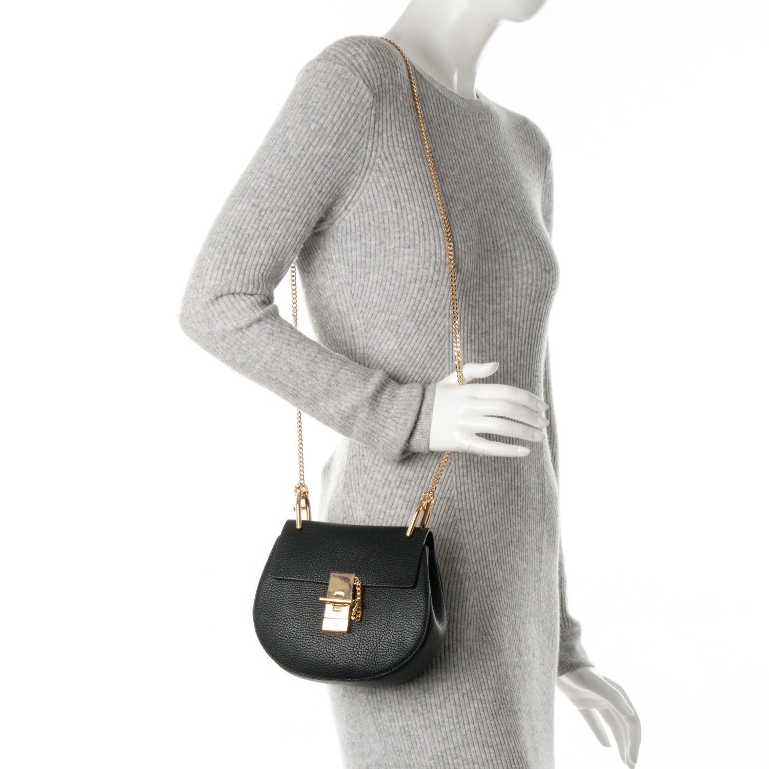 Chloe Grained Lambskin Mini Drew Shoulder Bag Black 2 of 7