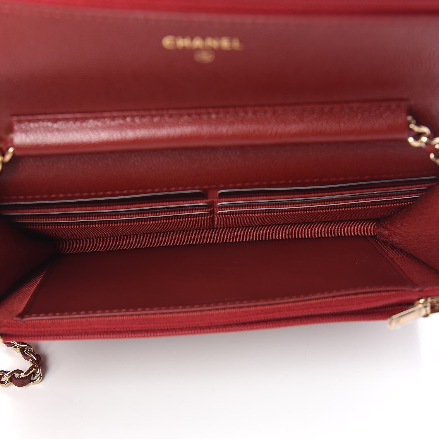 Chanel Caviar Quilted Wallet On Chain WOC Dark Red 7 of 11