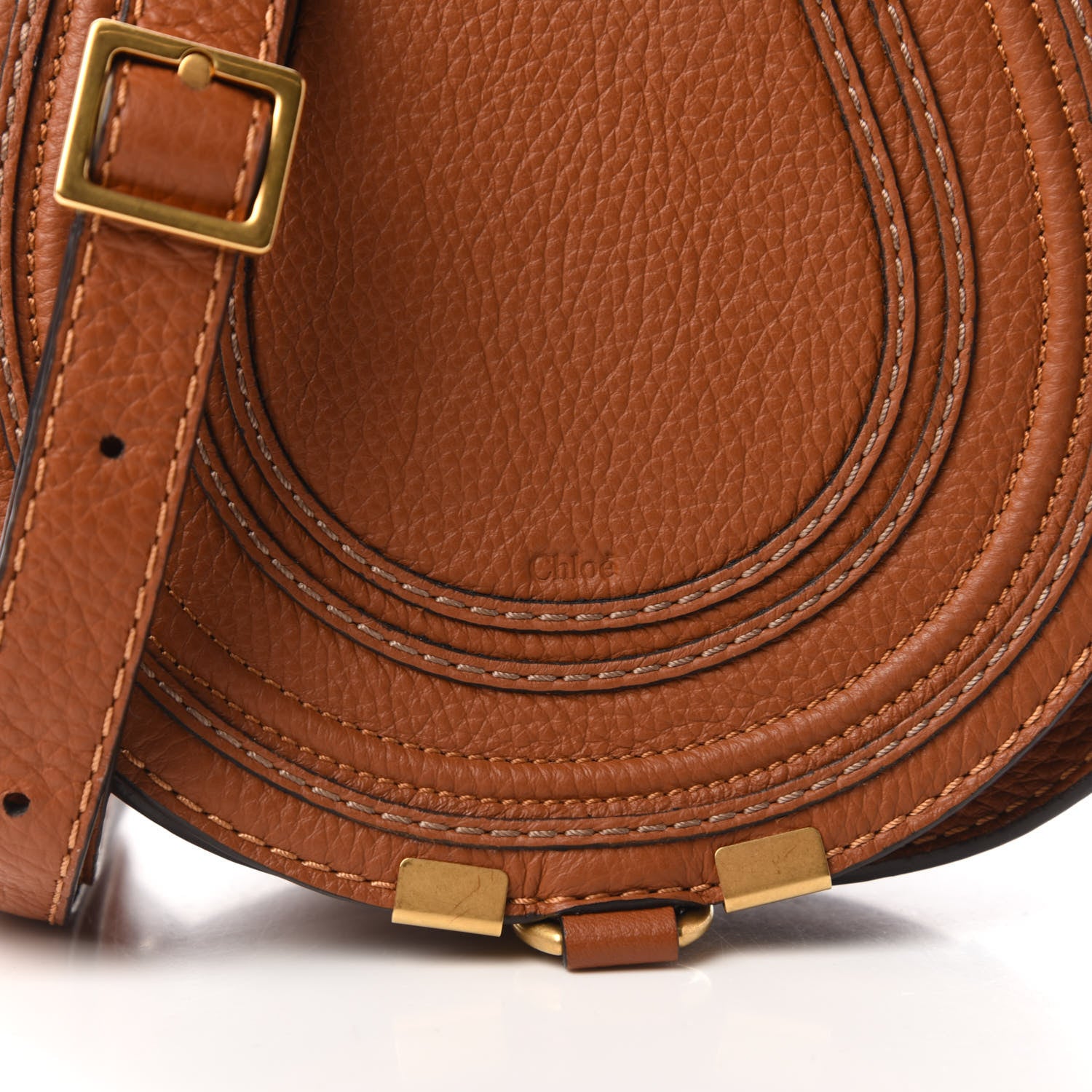 Chloe Calfskin Mini Marcie Round Crossbody Bag Tan 9 of 9