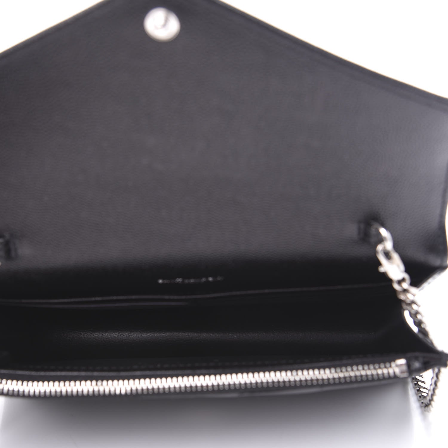 Saint Laurent Grain De Poudre Matelasse Chevron Monogram Envelope Chain Wallet Black 5 of 8