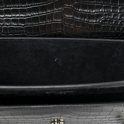 Saint Laurent Calfskin Crocodile Embossed Medium Monogram Sunset Black 13 of 14