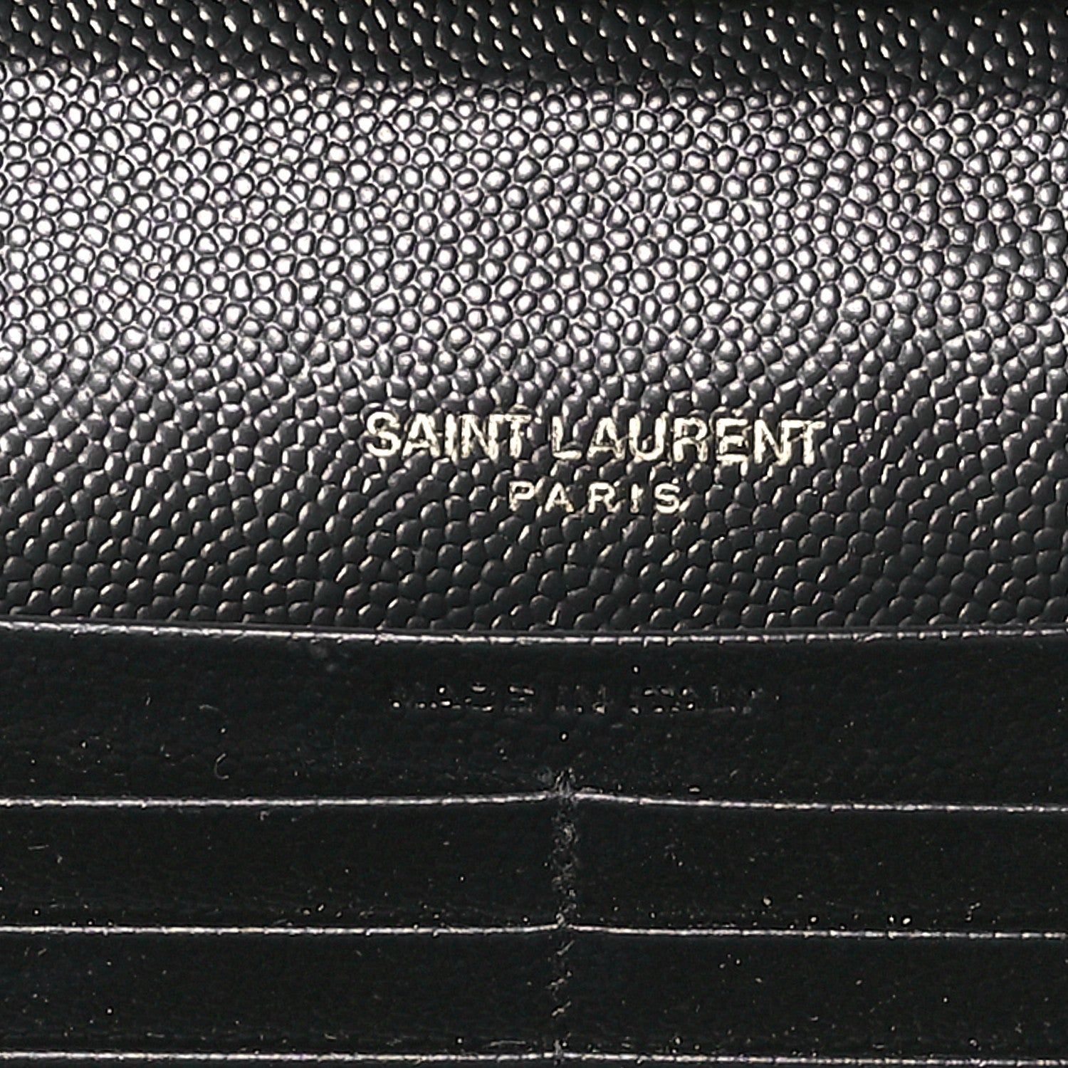 Saint Laurent Grain De Poudre Matelasse Chevron Monogram Chain Wallet Black 6 of 11