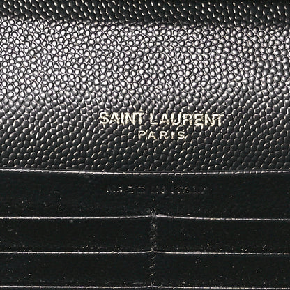 Saint Laurent Grain De Poudre Matelasse Chevron Monogram Chain Wallet Black 6 of 11