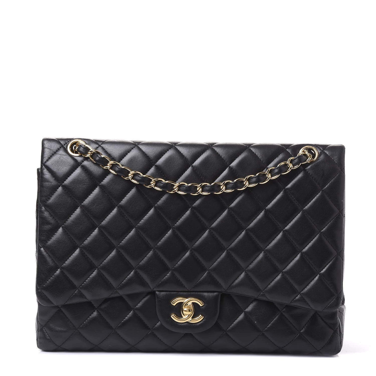 Chanel Lambskin Quilted Maxi Single Flap Black 1 of 10