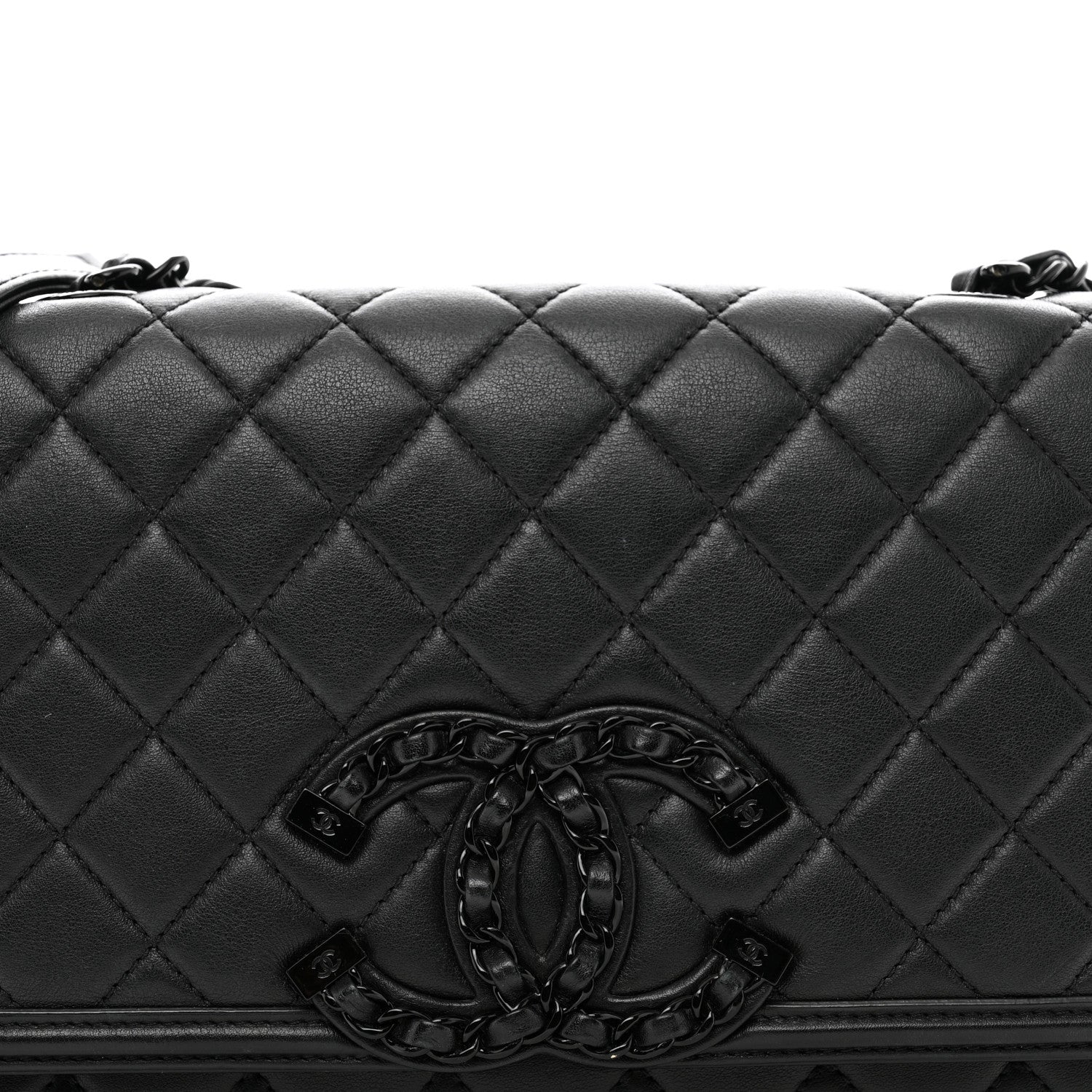 Chanel Lambskin Quilted Medium CC Filigree Flap Black 5 of 13
