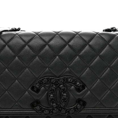 Chanel Lambskin Quilted Medium CC Filigree Flap Black 5 of 13