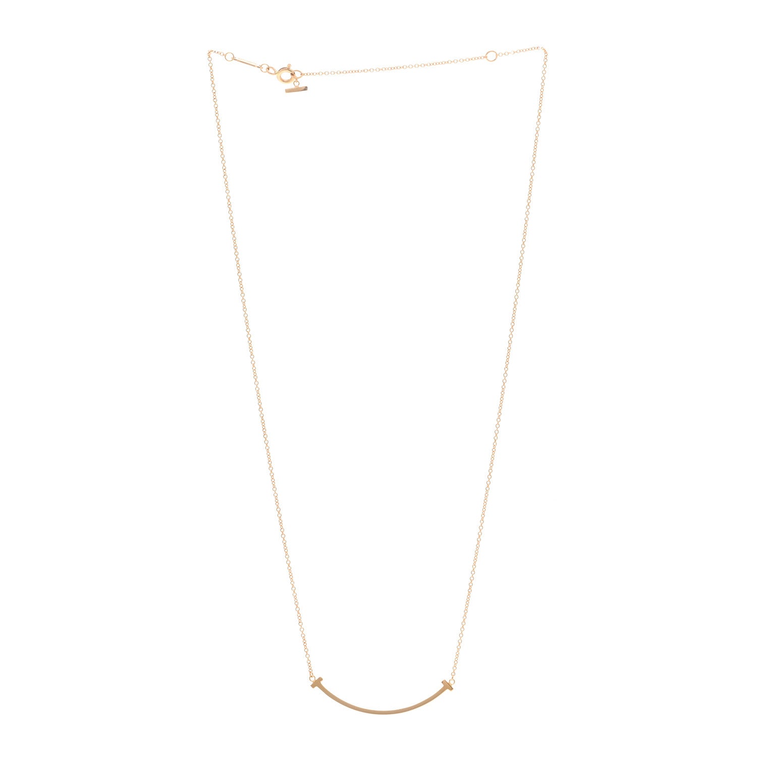 Tiffany 18K Rose Gold Small T Smile Pendant Necklace 3 of 4