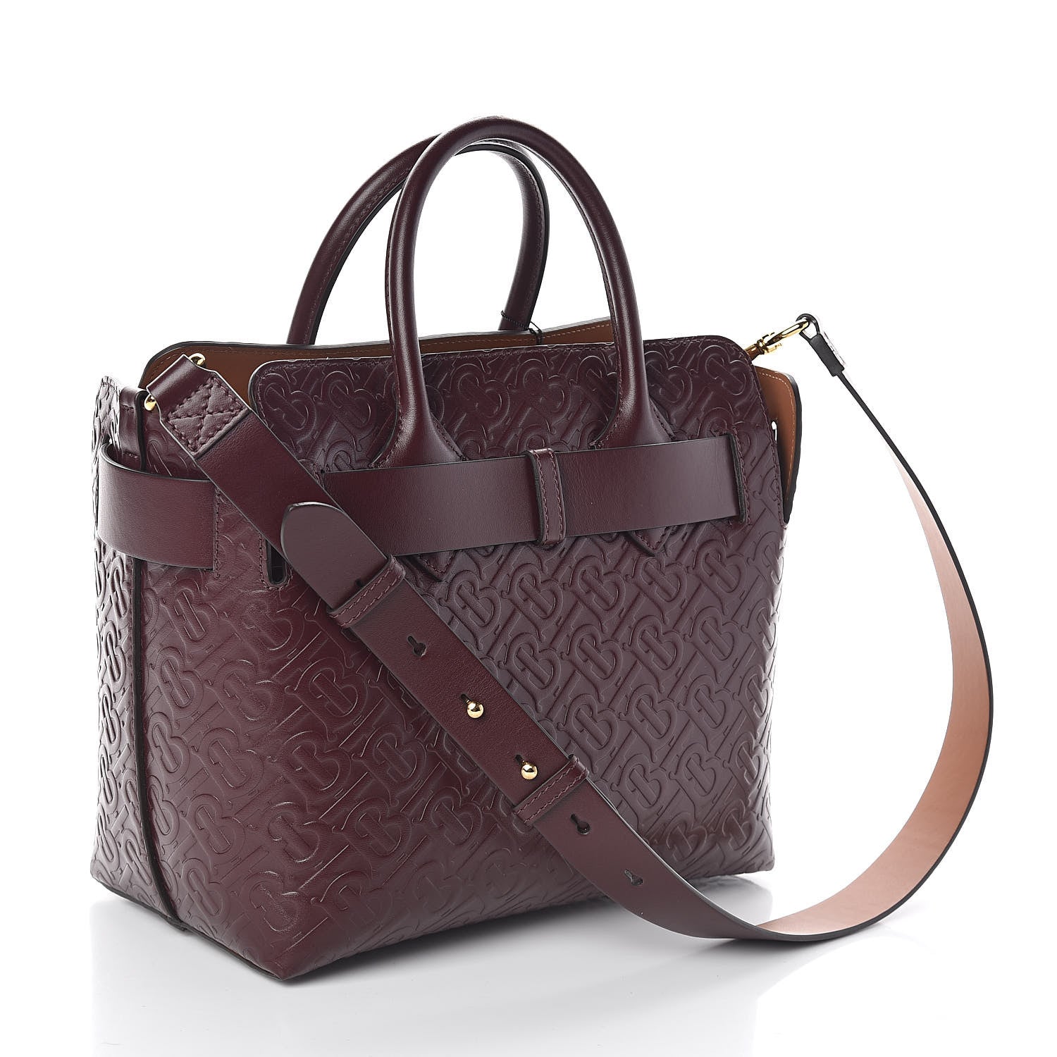 Burberry Calfskin Embossed Monogram Small Belt Bag Oxblood 3 of 10