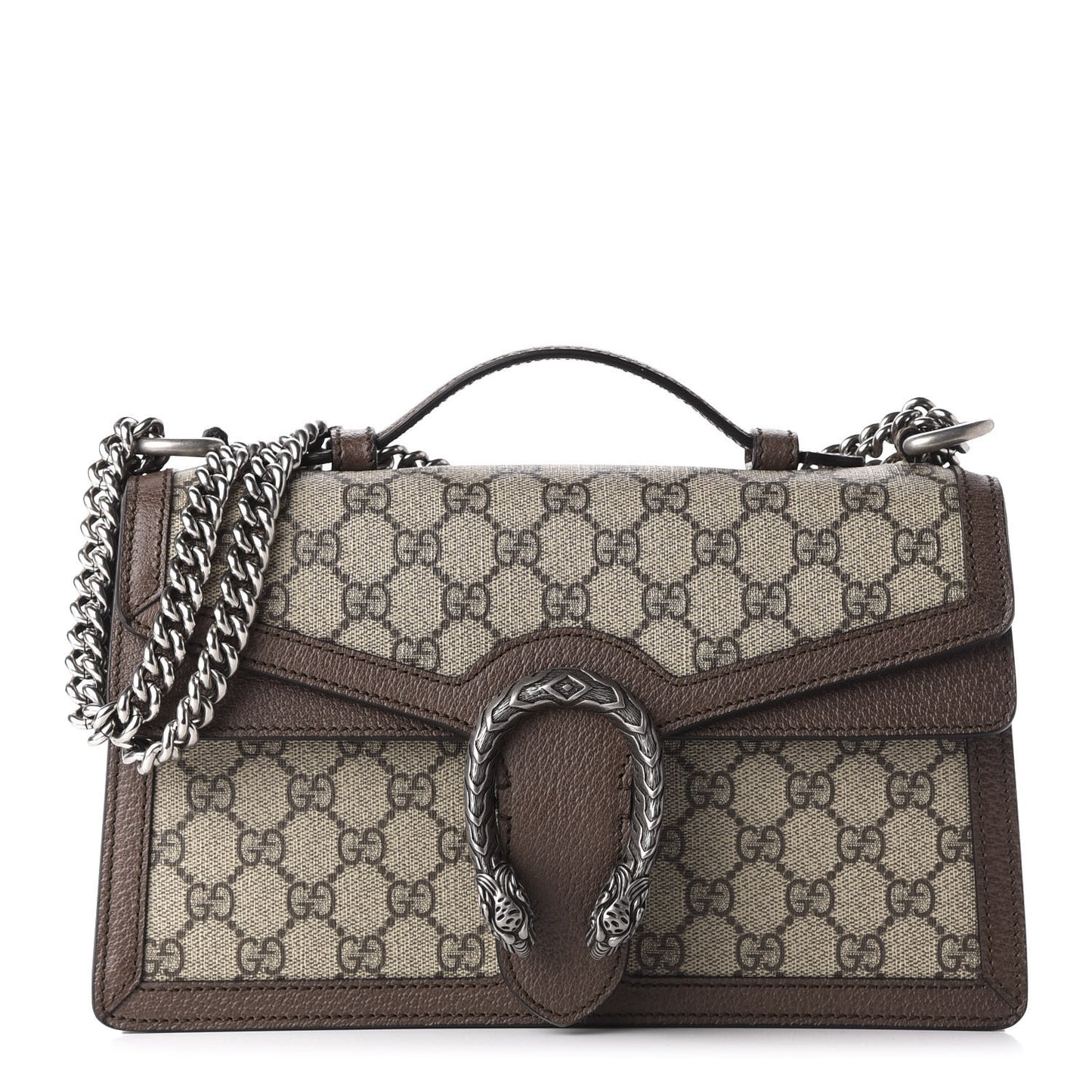 GG Supreme Monogram Textured Dollar Calfskin Top Handle Dionysus Shoulder Bag Beige Ebony New Acero