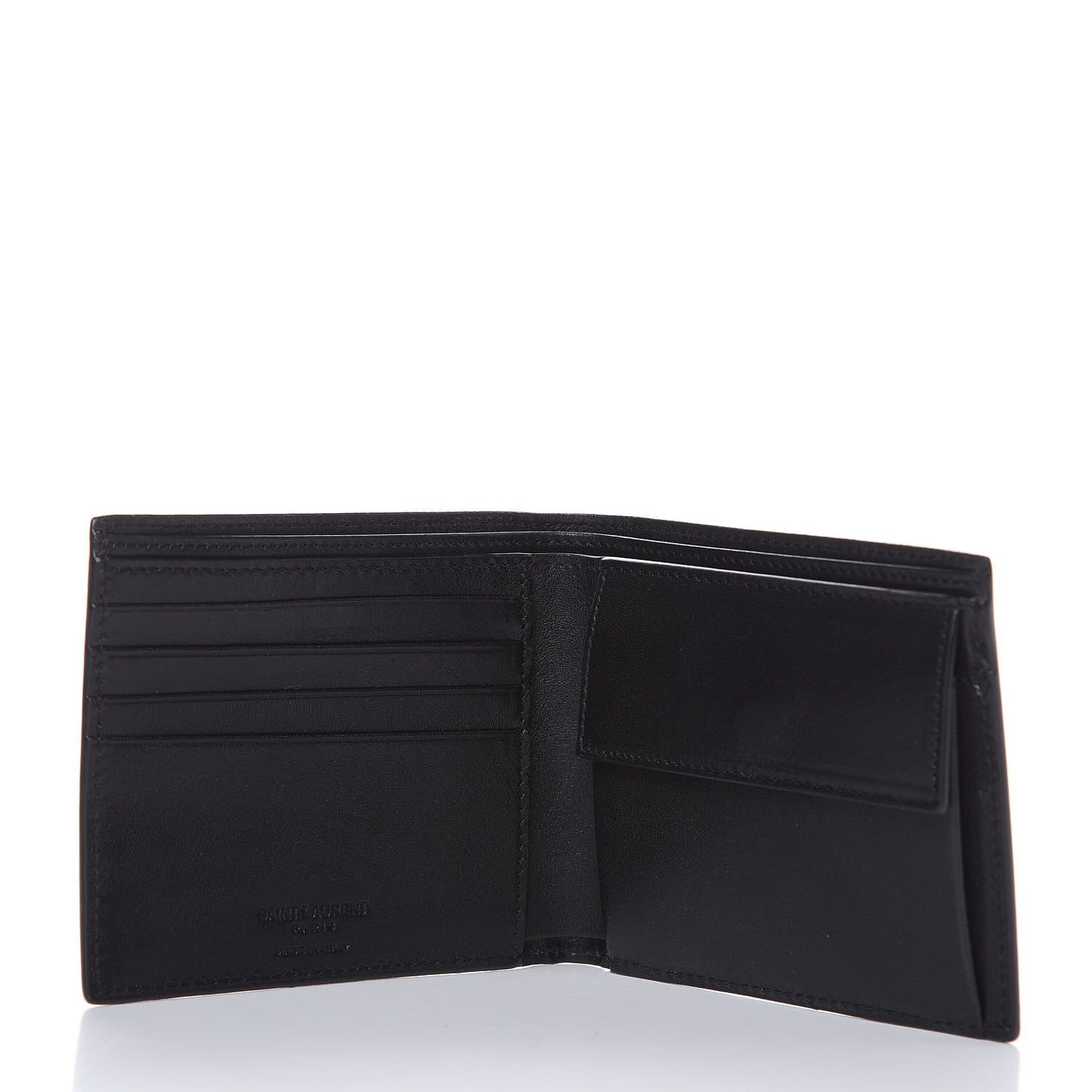 Calfskin Baby Cat Print Bifold Wallet Black Red