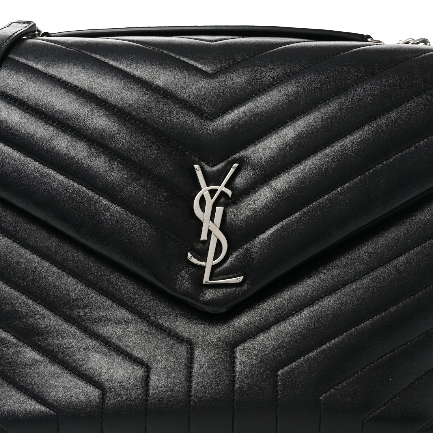 Saint Laurent Calfskin Y Quilted Monogram Large Loulou Chain Satchel Black 8 of 10
