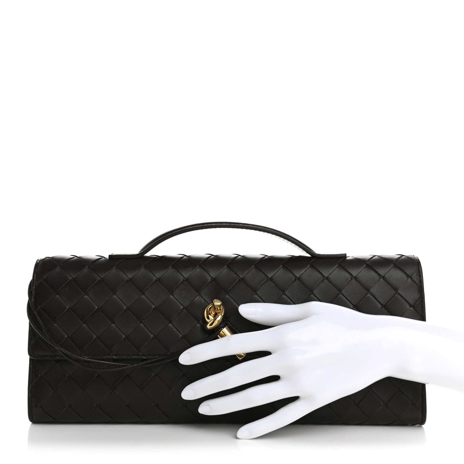 Bottega Veneta Nappa Intrecciato Long Andiamo Top Handle Clutch Fondant 2 of 7