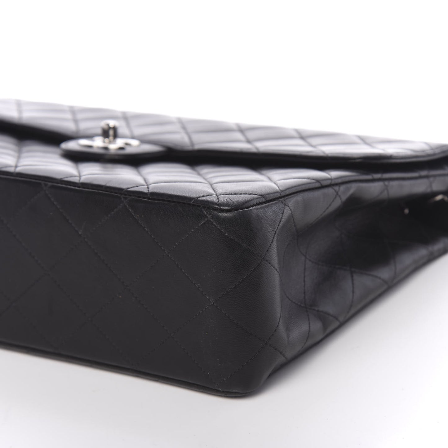 Lambskin Quilted Jumbo Single Flap Black