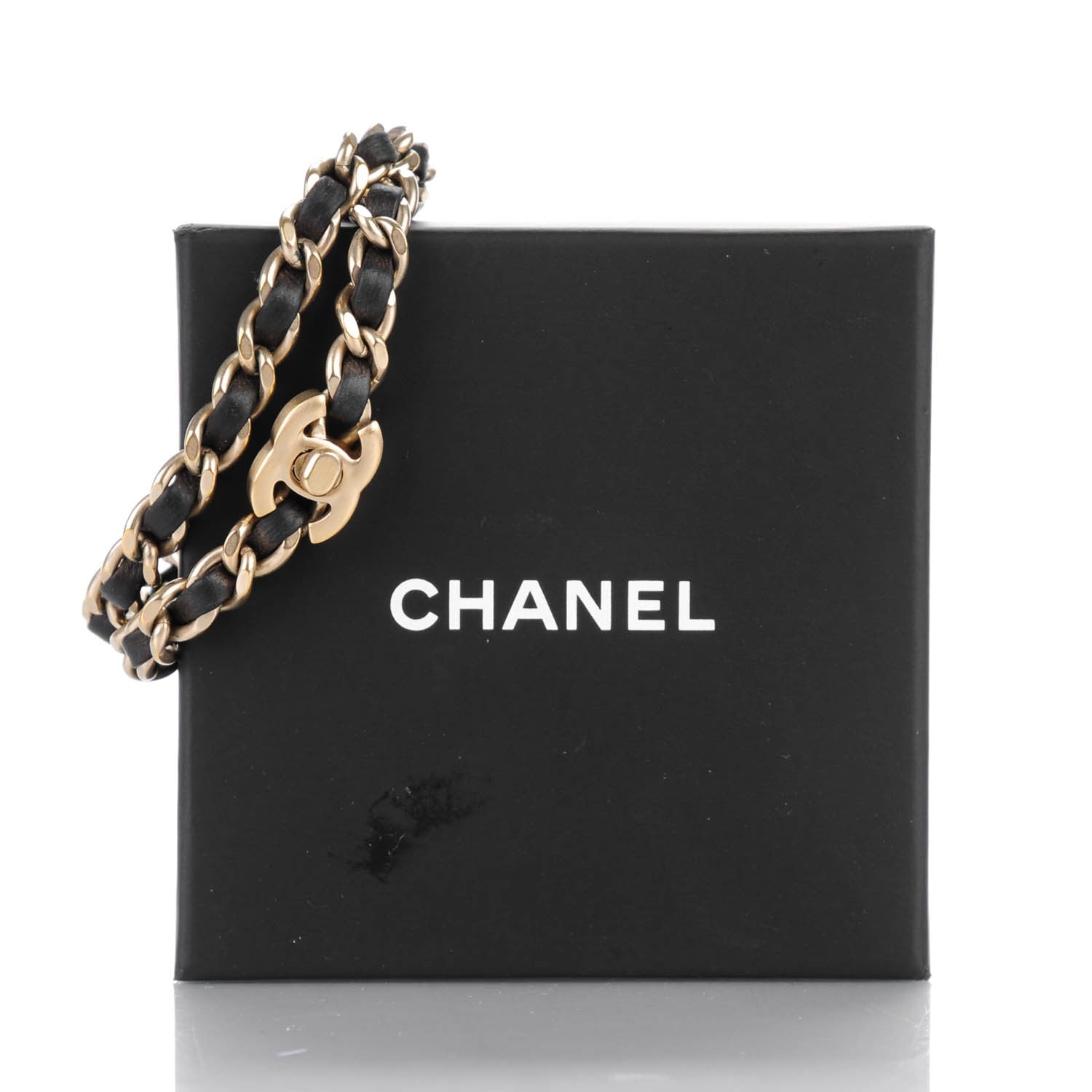 Chanel Lambskin CC Turnlock Chain Bracelet Black Gold 5 of 5