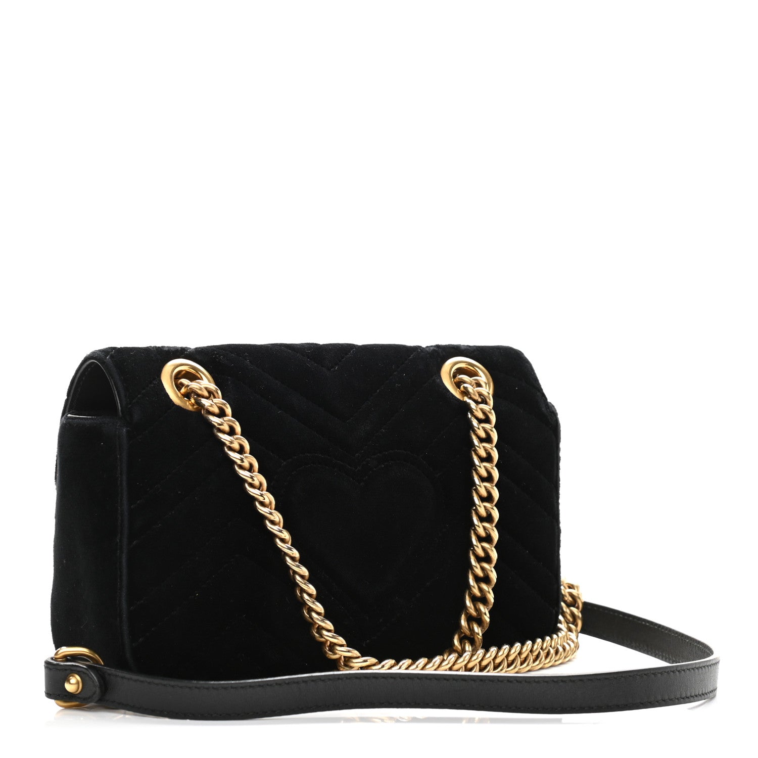 Gucci Velvet Matelasse Mini GG Marmont Shoulder Bag Black 3 of 13