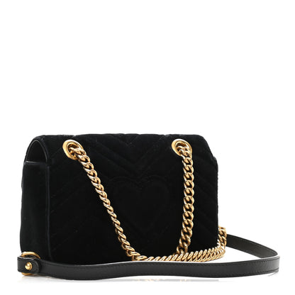 Gucci Velvet Matelasse Mini GG Marmont Shoulder Bag Black 3 of 13
