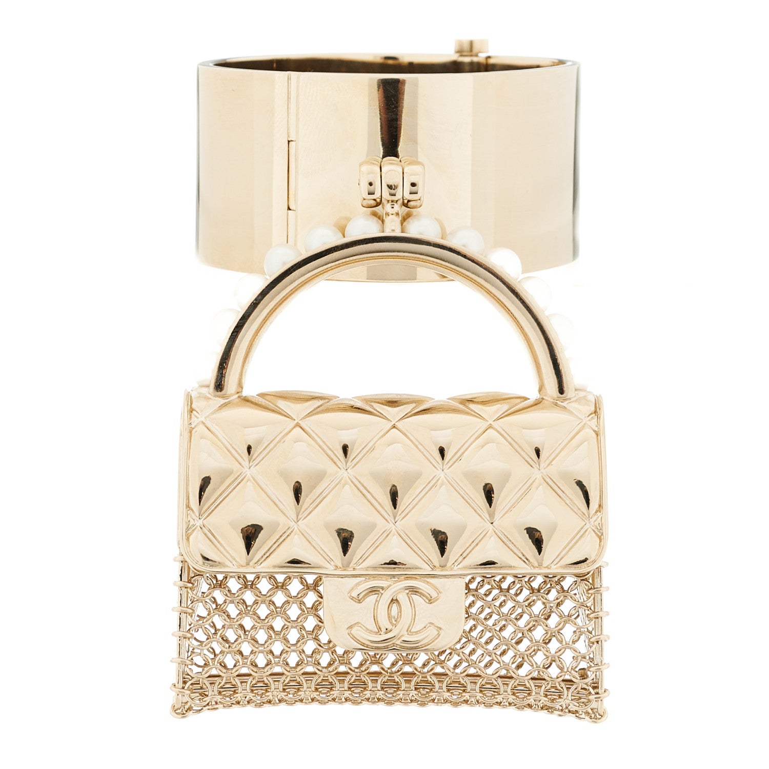 Chanel Metal Micro Pearl Bag Cuff Gold 1 of 8