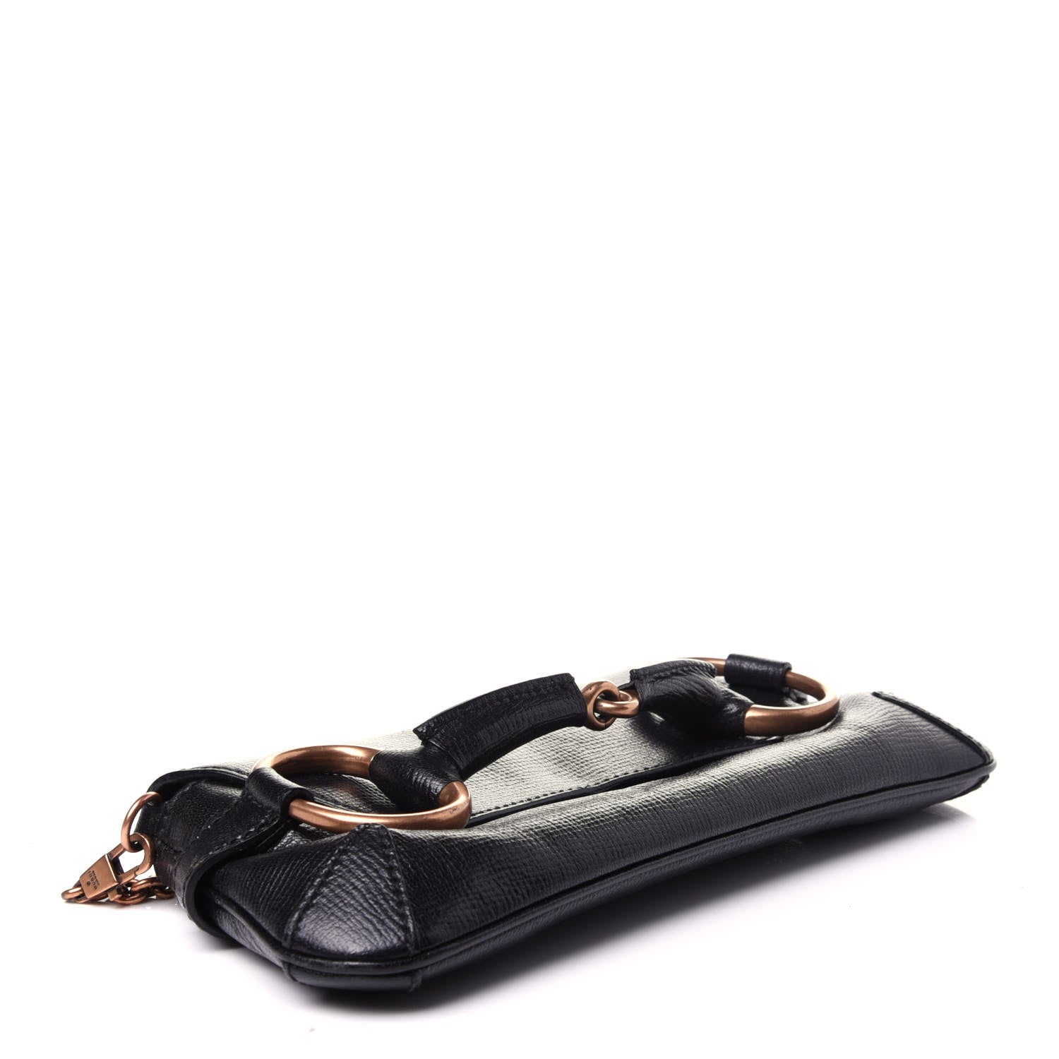 Gucci Textured Calfskin Horsebit Chain Clutch Black 4 of 10
