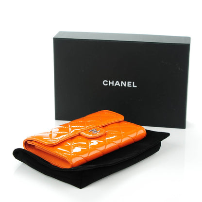 Chanel Patent Calfskin Quilted Small Flap Wallet Orange 6 of 16