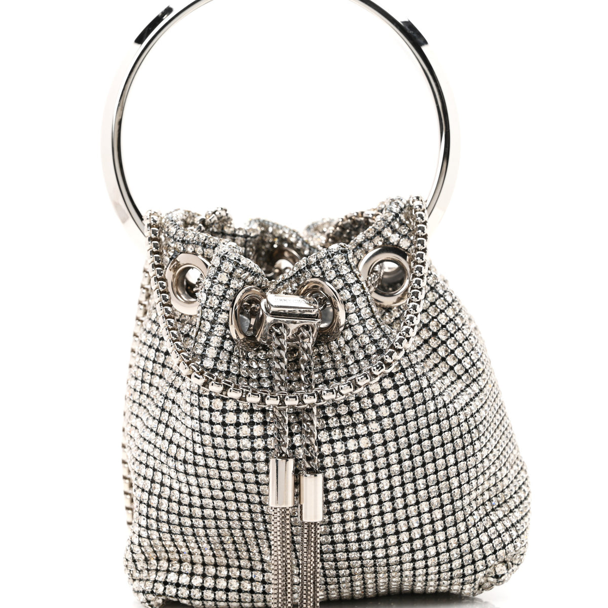 Jimmy Choo Satin Crystal Embellished Micro Bon Bon Bag Silver 8 of 11