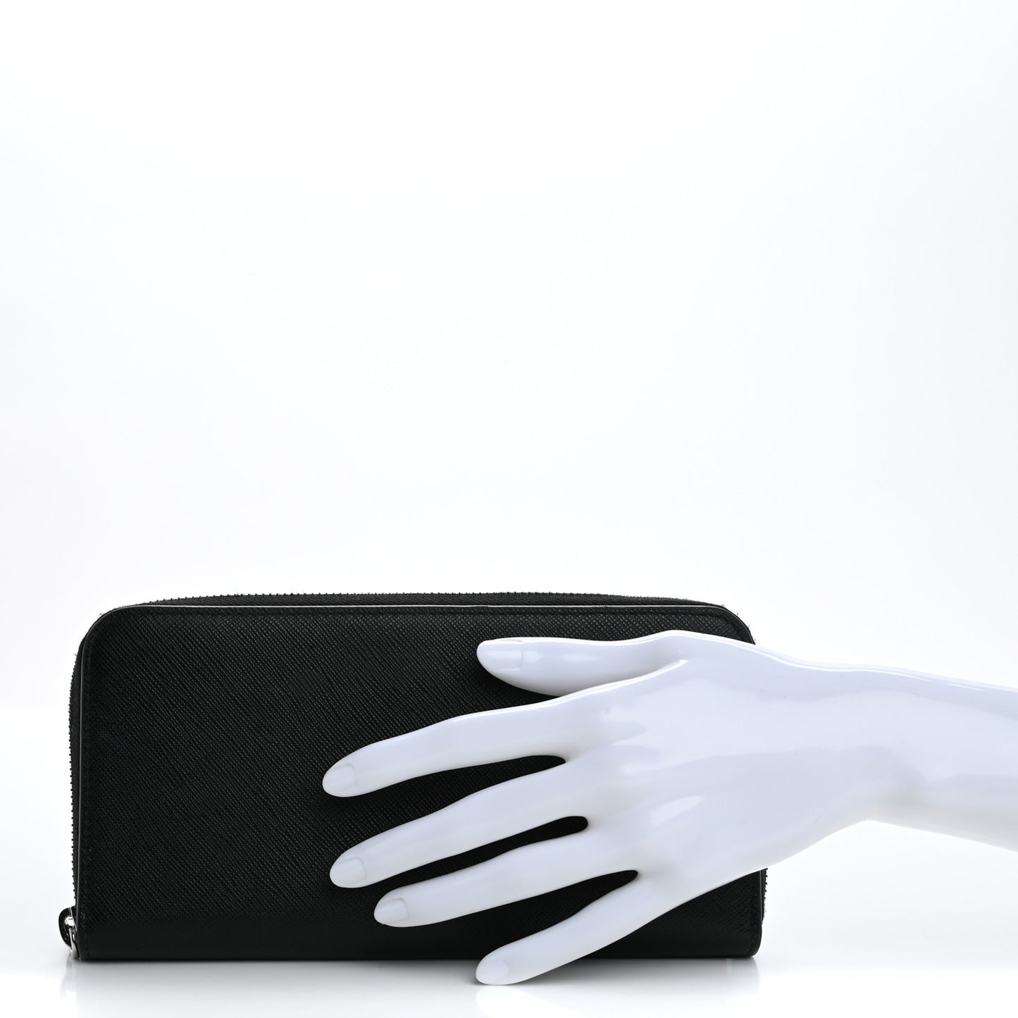 Saffiano Embossed Zip Around Wallet Black