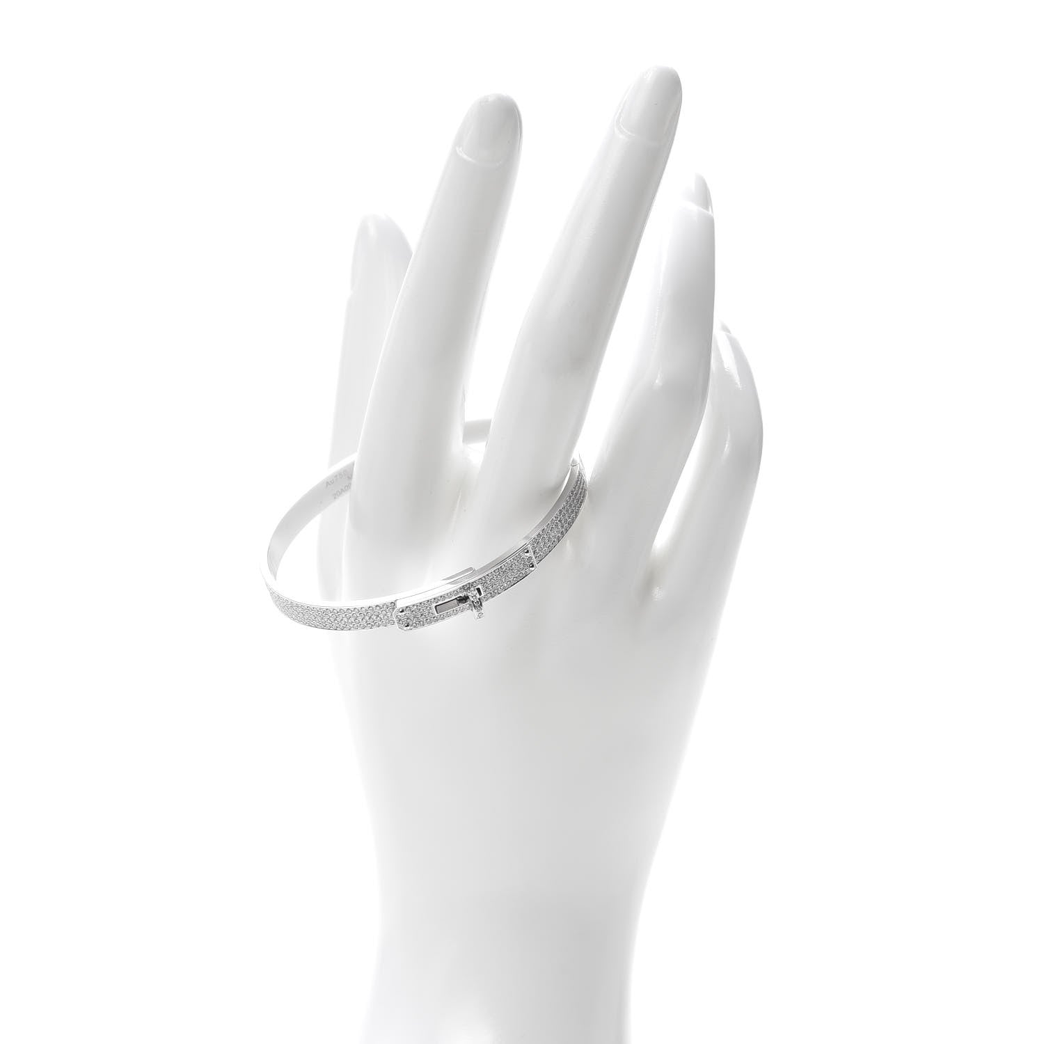 Hermes 18K White Gold Diamond Kelly Full Pave Bracelet SH 2 of 5