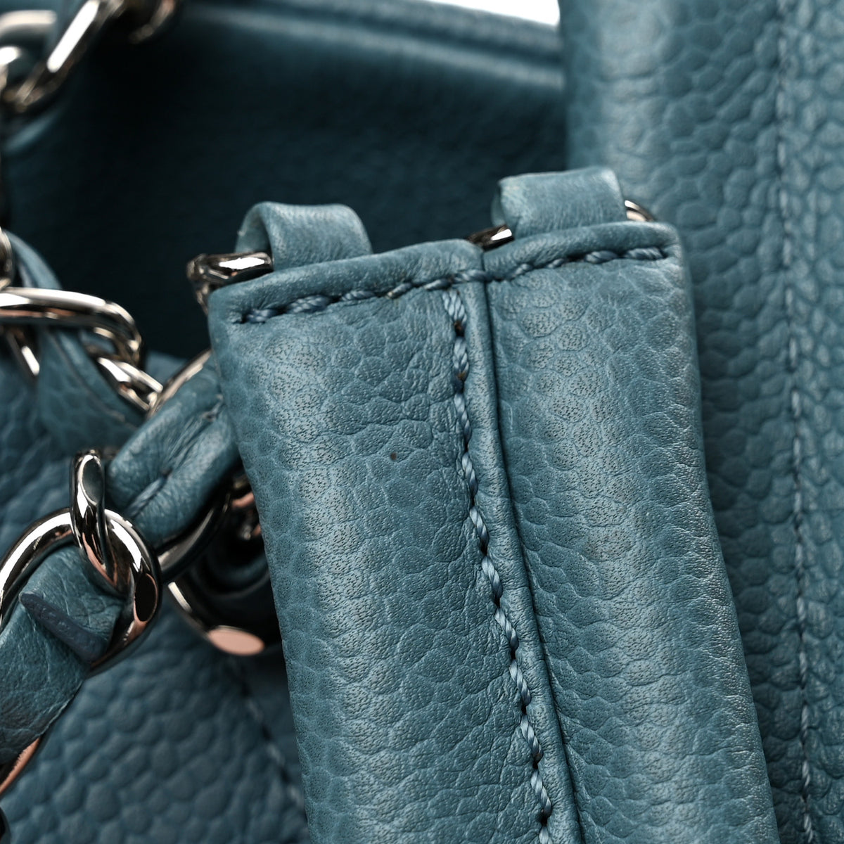 Chanel Caviar Quilted CC Timeless Soft Tote Blue 12 of 14