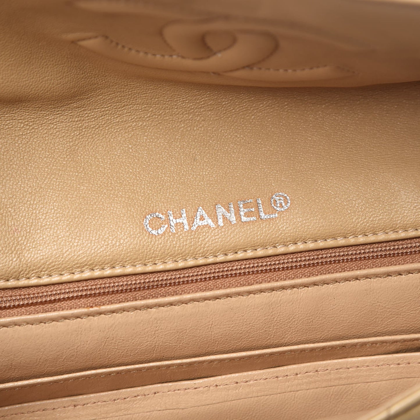 Lambskin Quilted Jumbo Single Flap Beige