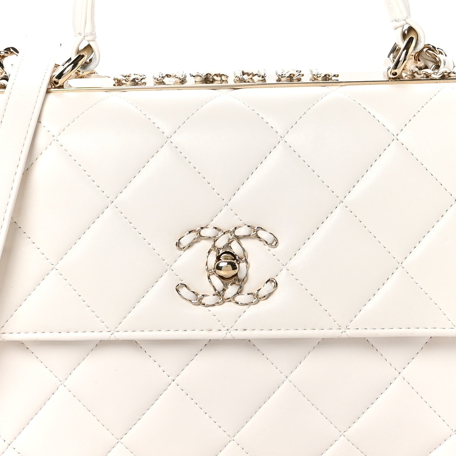Chanel Lambskin Quilted Small Trendy Chain CC Flap Dual Handle Bag White 9 of 13