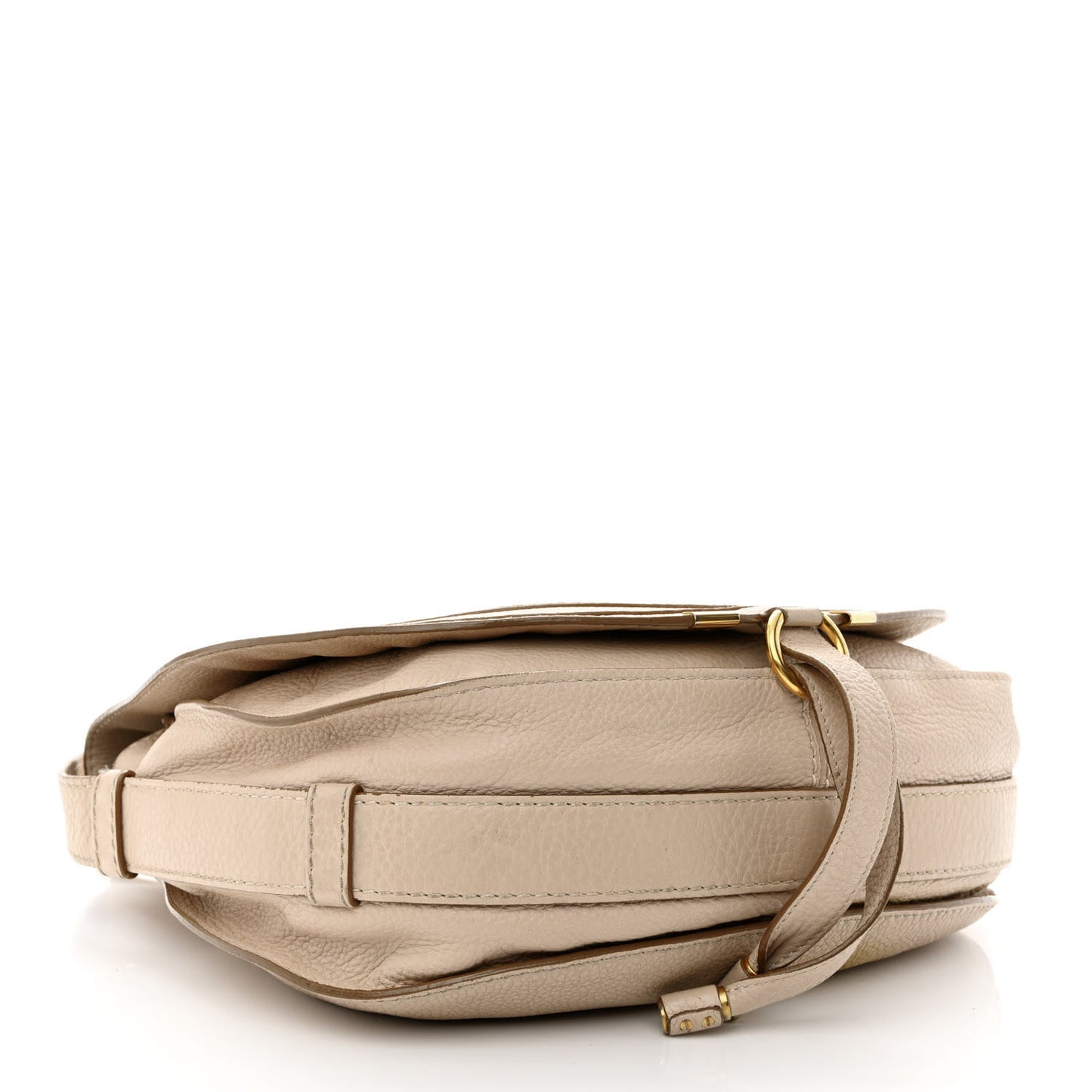 Grained Calfskin Medium Marcie Saddle Bag Beige