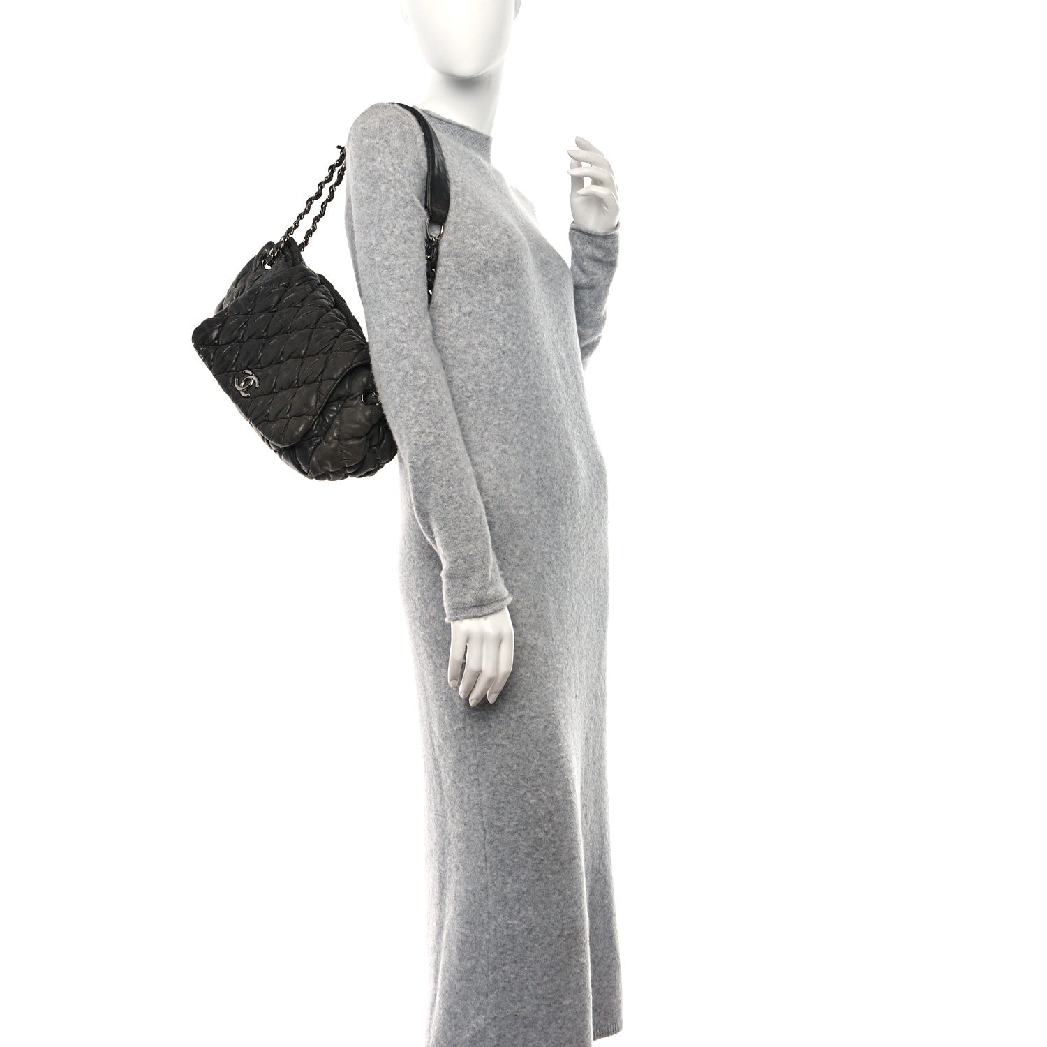 Chanel Calfskin Bubble Quilt Accordion Flap Grey 2 of 11