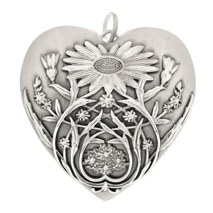 Tiffany Sterling Silver Large Ziegfeld Daisy Heart Locket Pendant 1 of 4
