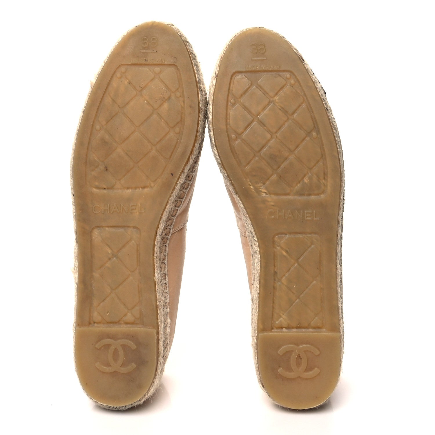 Chanel Lambskin CC Espadrilles 38 Beige Black 5 of 10