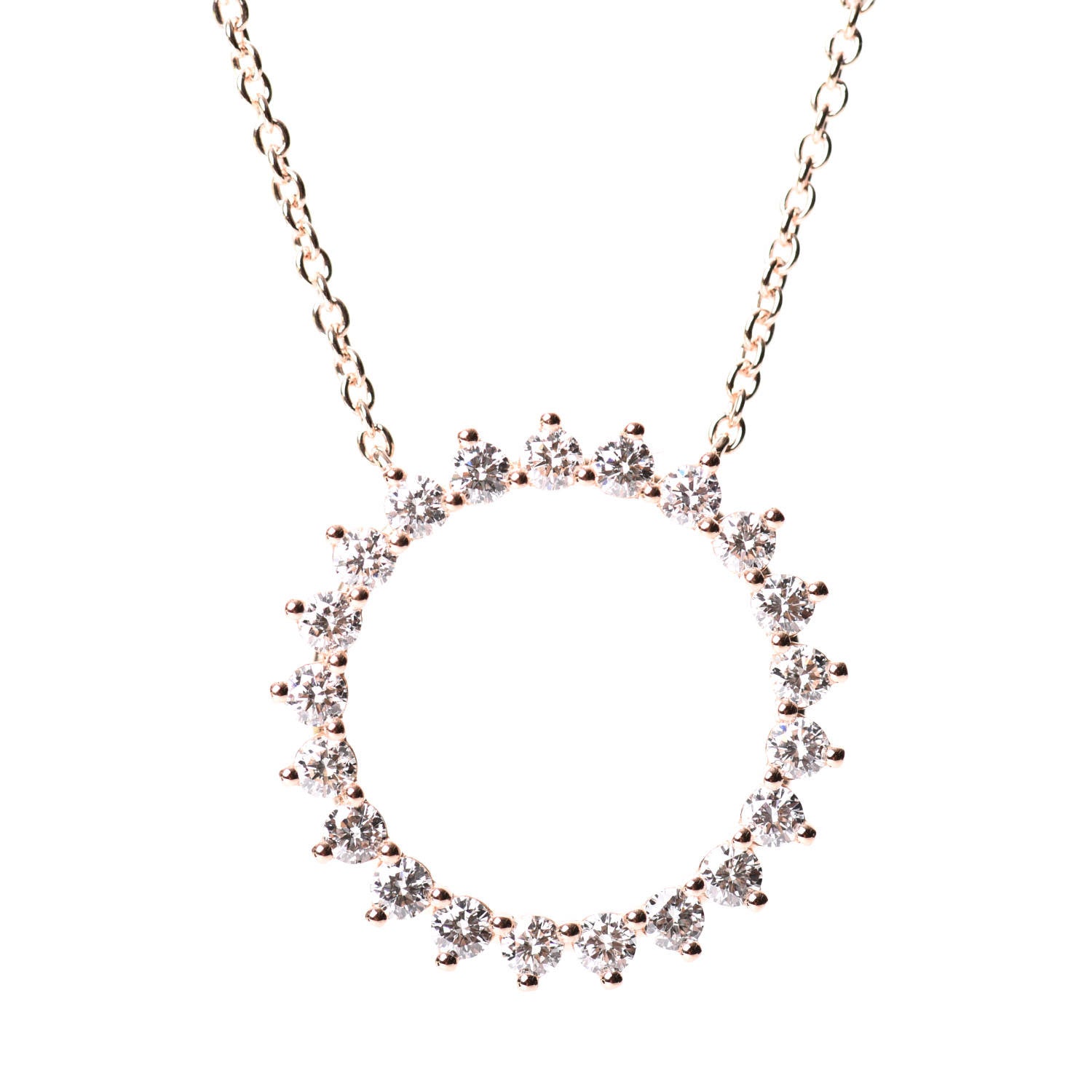 Tiffany 18K Rose Gold Diamond Open Circle Pendant Necklace 6 of 7