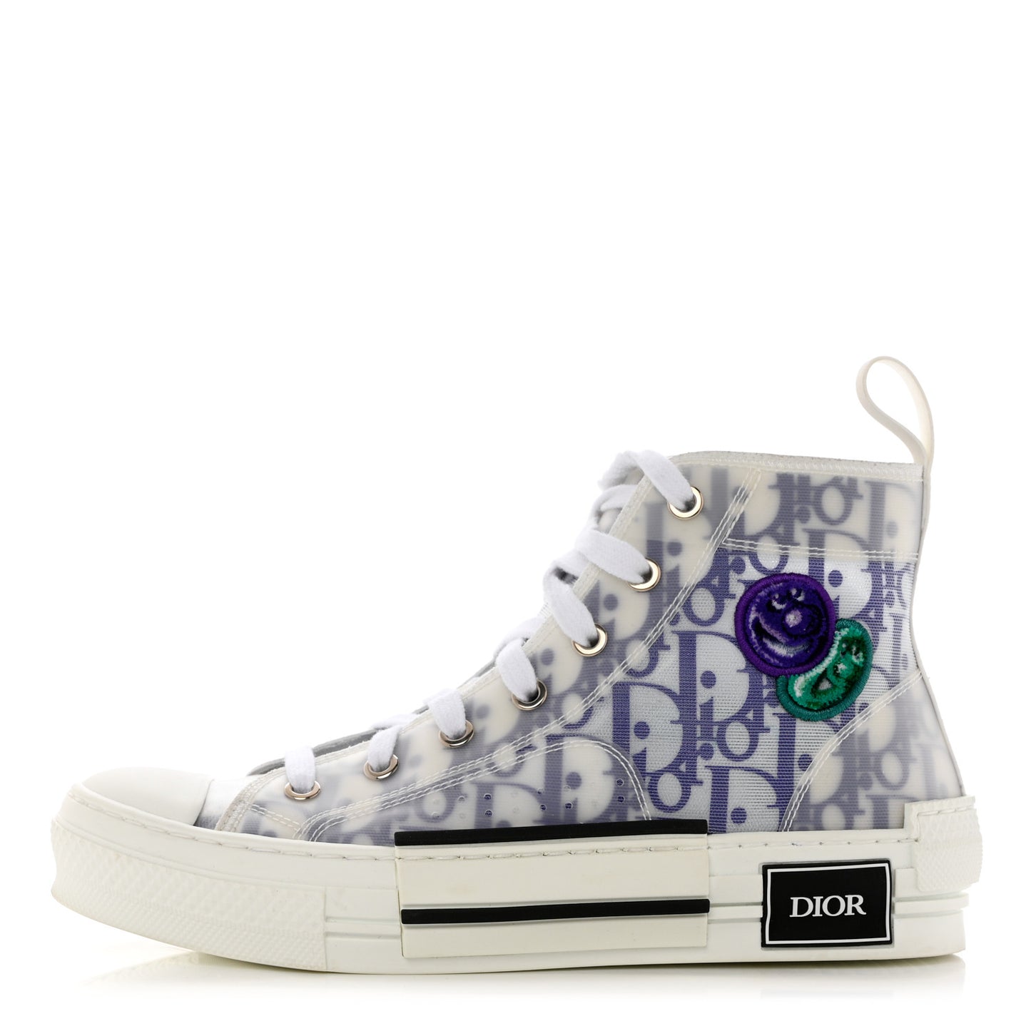 X KENNY SCARF Technical Canvas Oblique Patch Mens B23 High Top Sneakers 37 White Blue