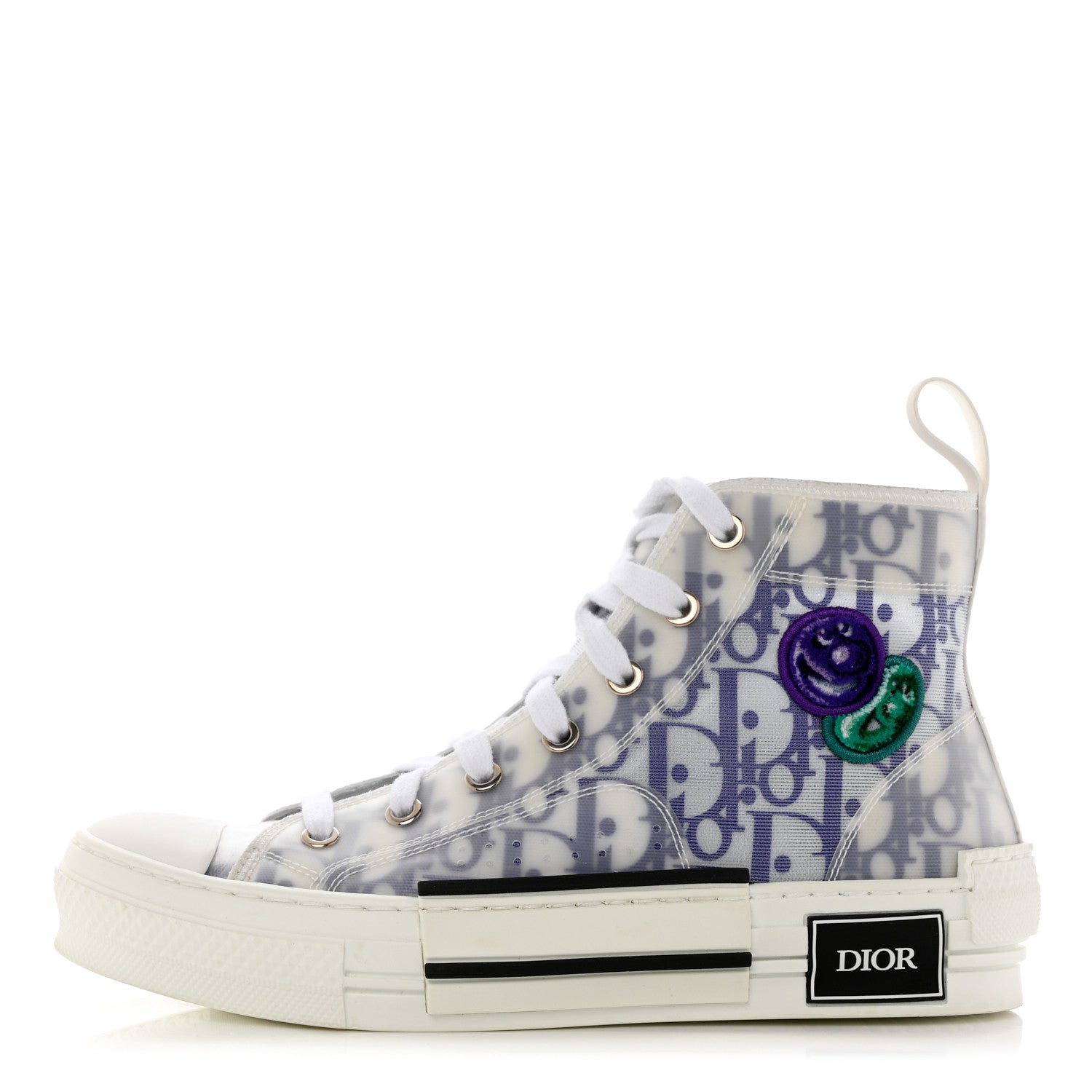 Christian Dior X KENNY SCARF Technical Canvas Oblique Patch Mens B23 High Top Sneakers 37 White Blue 1 of 9
