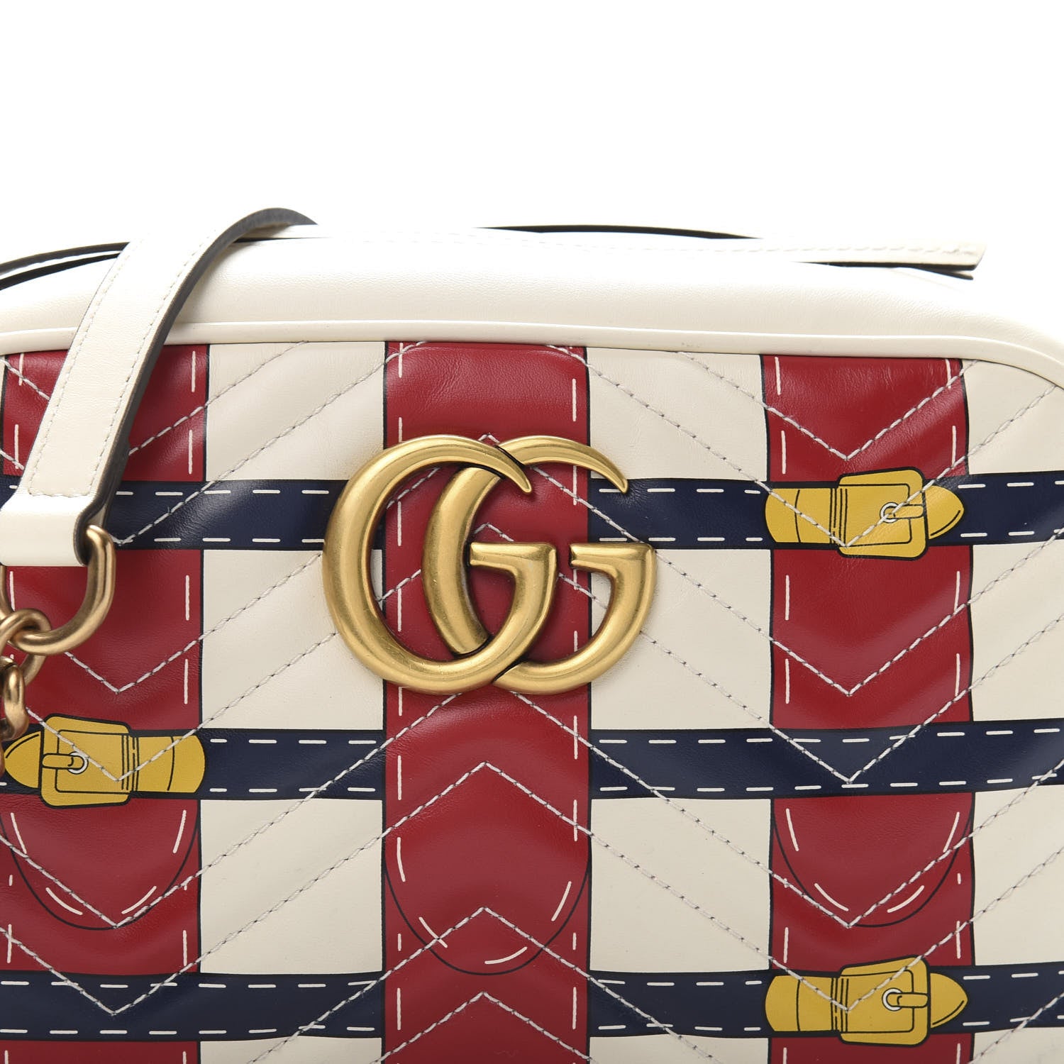Gucci Calfskin Matelasse Trompe L'Oeil Print Small GG Marmont Chain Shoulder Bag White 13 of 13