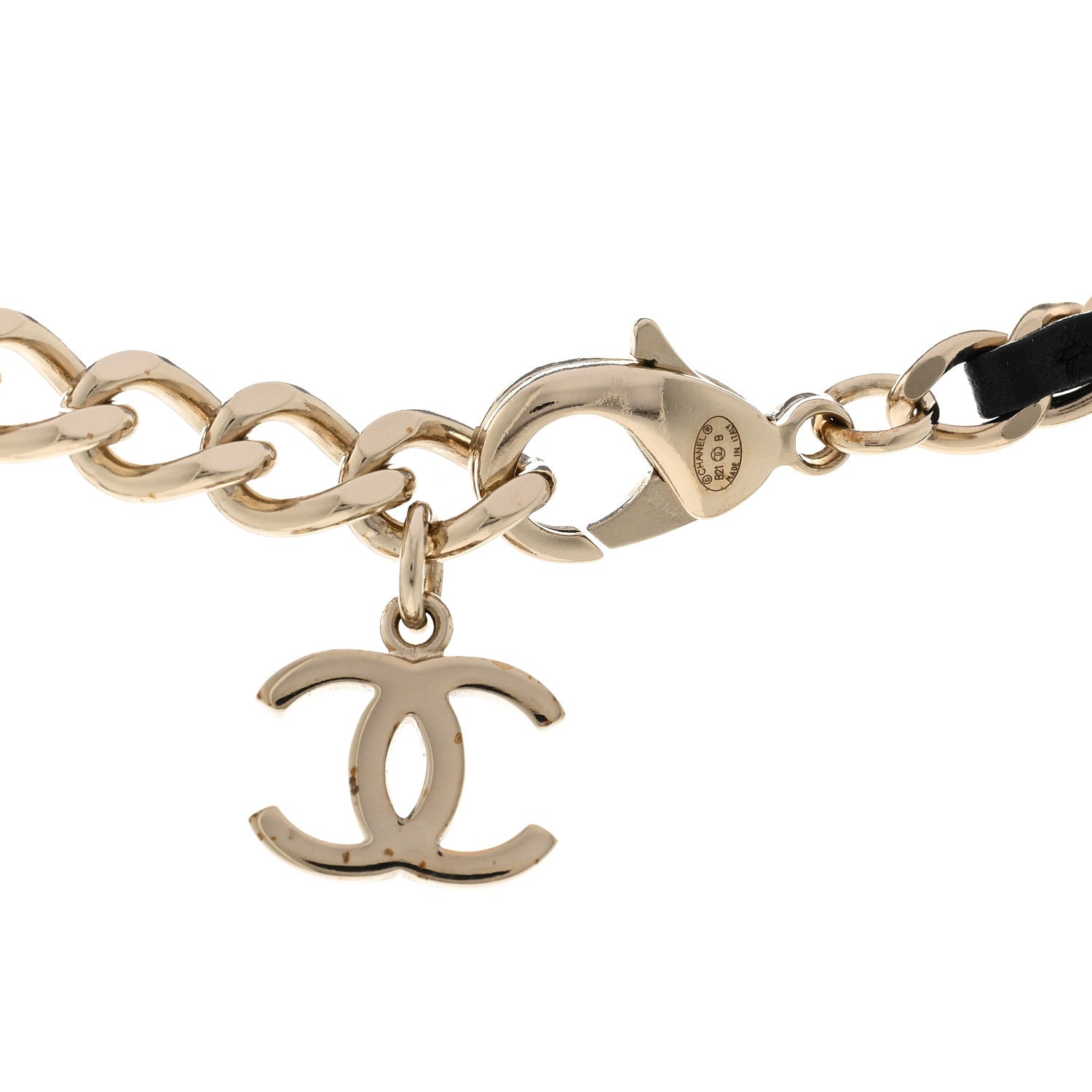 Chanel Metal Lambskin Crystal CC Choker Necklace Black Gold 5 of 6