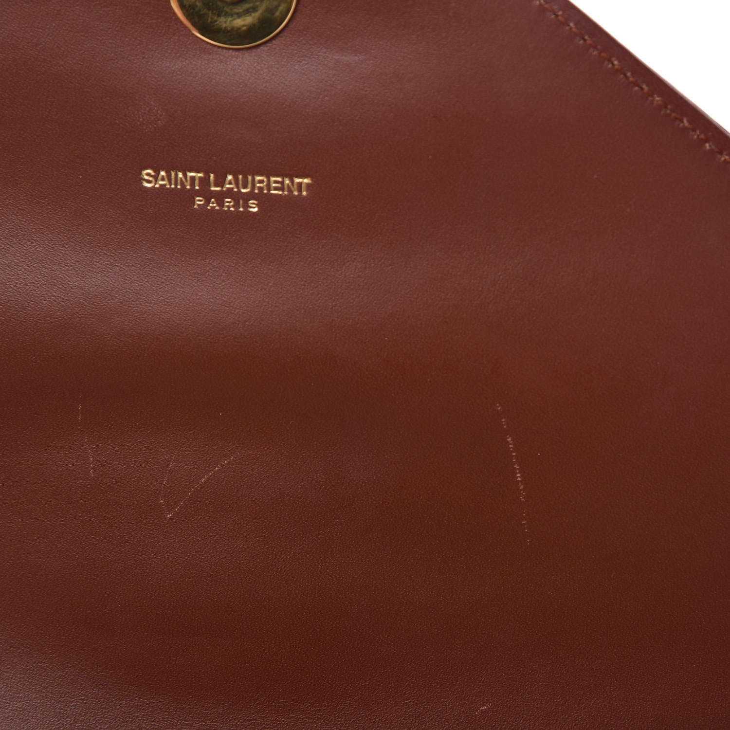 Saint Laurent Smooth Calfskin Matelasse Chevron Large Monogram Satchel Brown 9 of 17