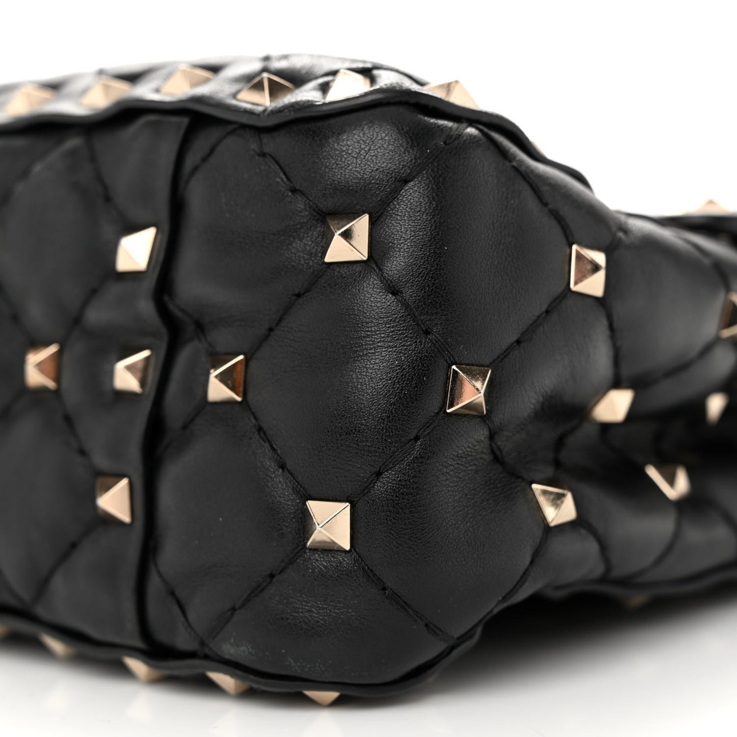 Lambskin VLTN Print Medium Rockstud Spike Shoulder Bag Black