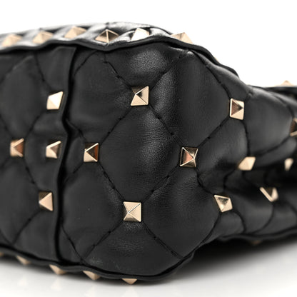 Valentino Garavani Lambskin VLTN Print Medium Rockstud Spike Shoulder Bag Black 9 of 18