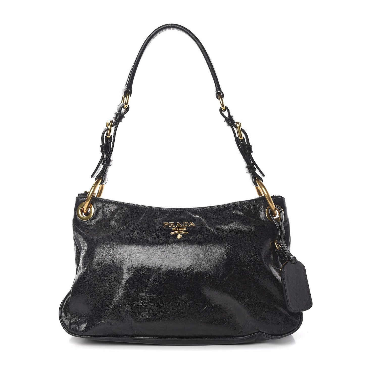 Vitello Shine Shoulder Bag Black