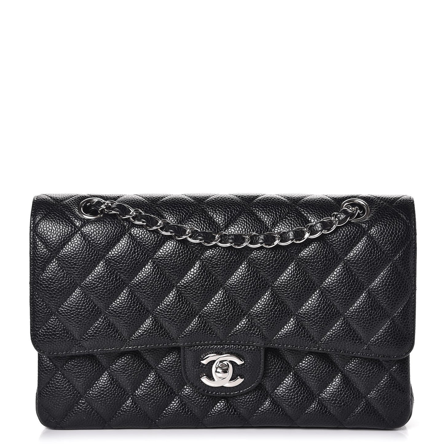 Caviar Quilted Medium Double Flap Black