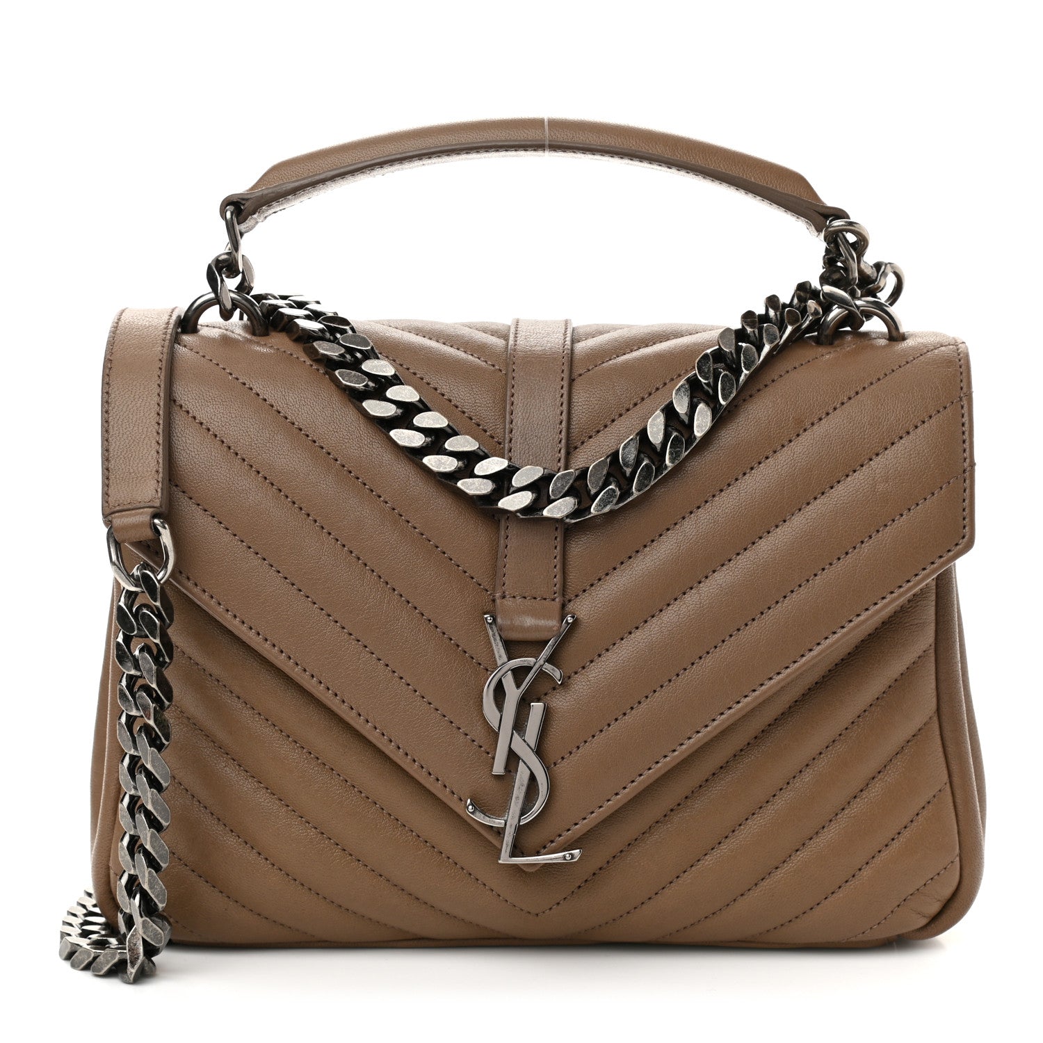 Saint Laurent Sheepskin Matelasse Chevron Monogram Medium College Bag Fard 1 of 11