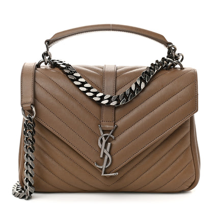 Saint Laurent Sheepskin Matelasse Chevron Monogram Medium College Bag Fard 1 of 11