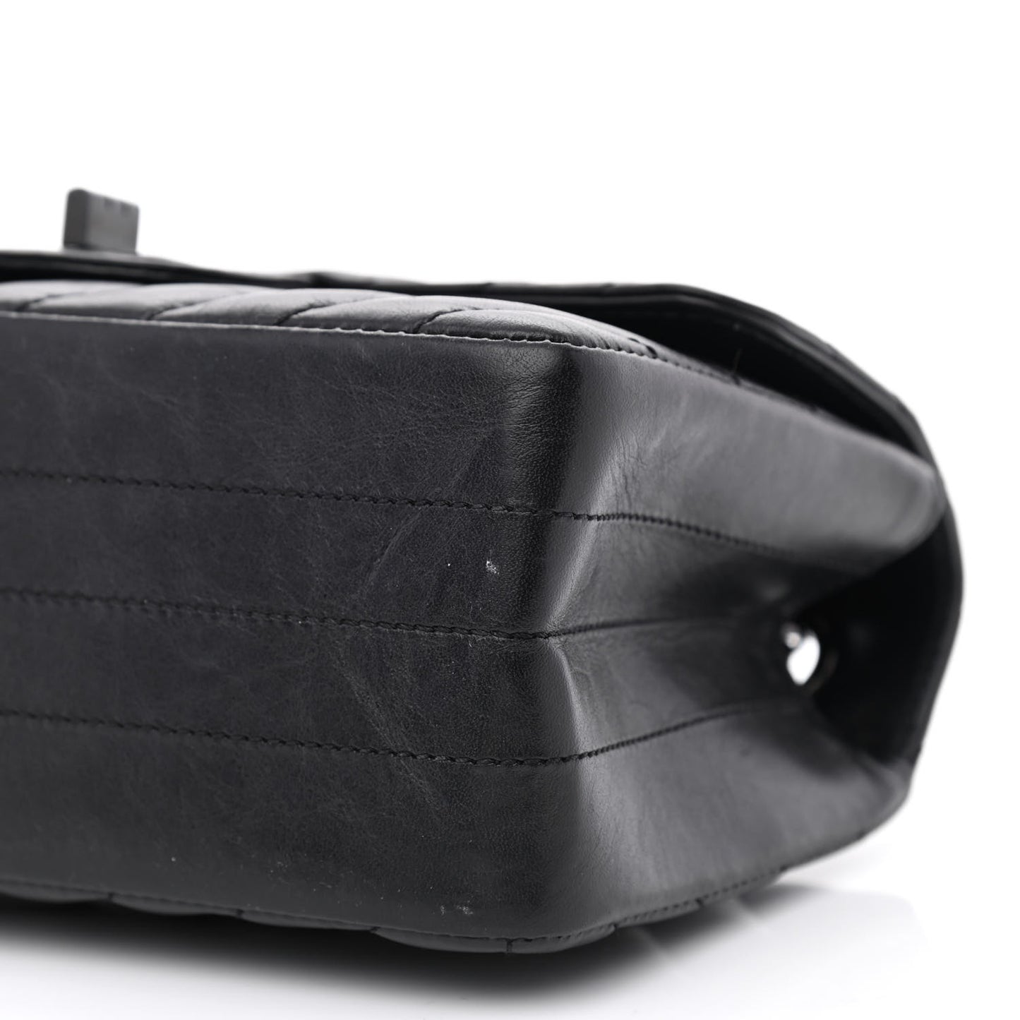 Aged Calfskin Chevron Quilted 2.55 Reissue Mini Flap So Black