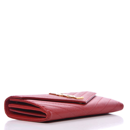 Saint Laurent Grain De Poudre Matelasse Chevron Monogram Flap Wallet Red 4 of 15