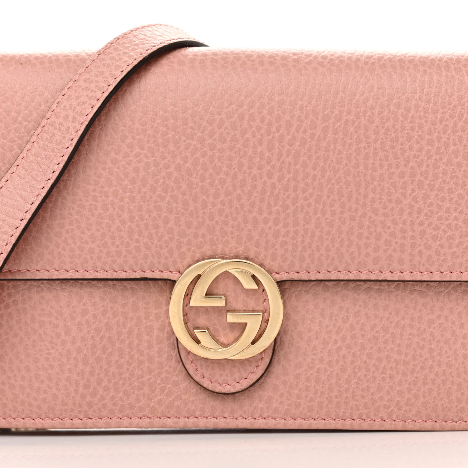 Gucci Dollar Calfskin Interlocking G Chain Wallet Soft Pink 8 of 17