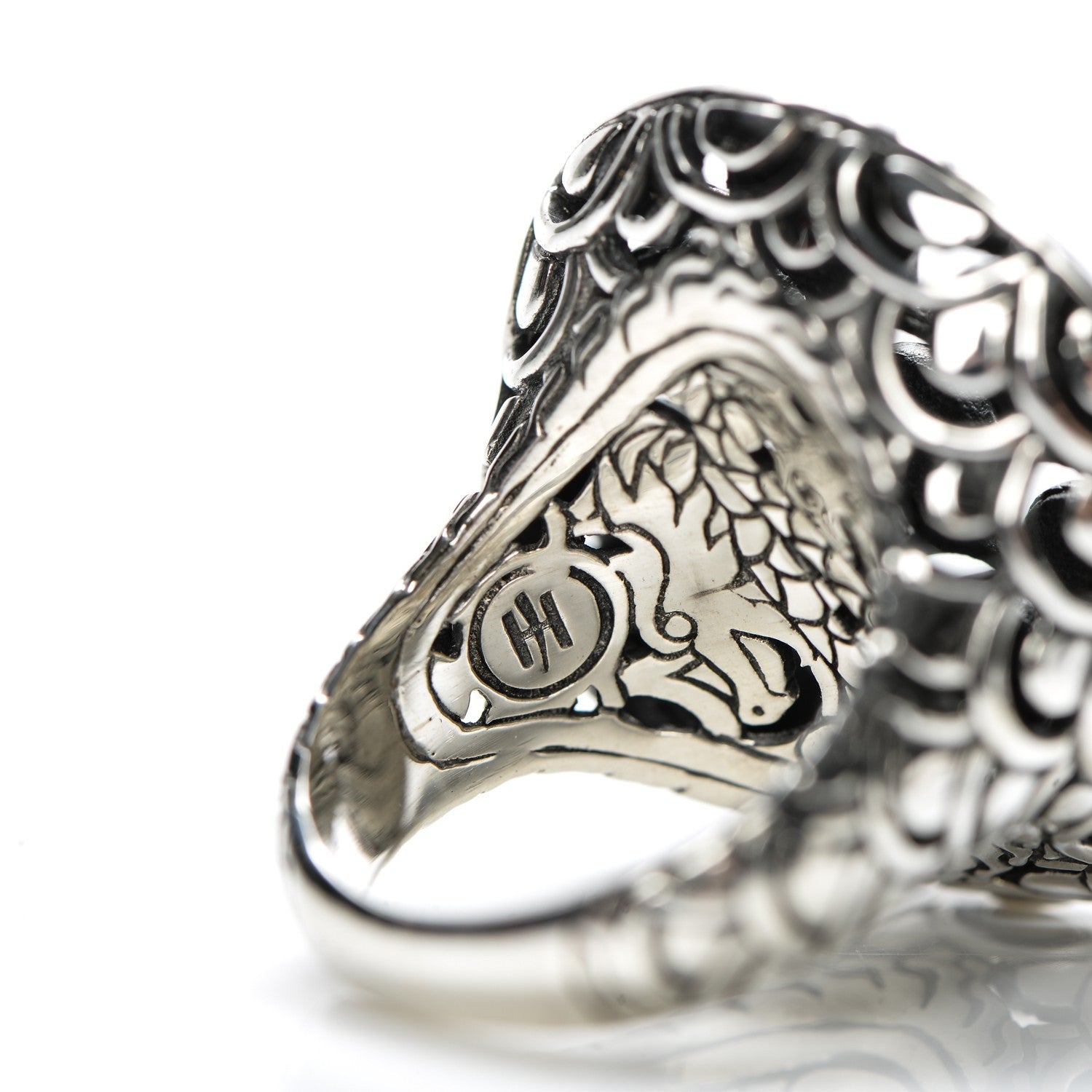 John Hardy Sterling Silver 18K Yellow Gold Naga Oval Ring 56 7.75 5 of 14