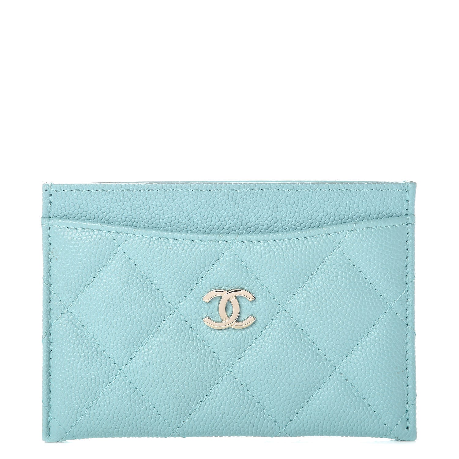 Chanel Caviar Quilted Card Holder Light Blue 1 of 8